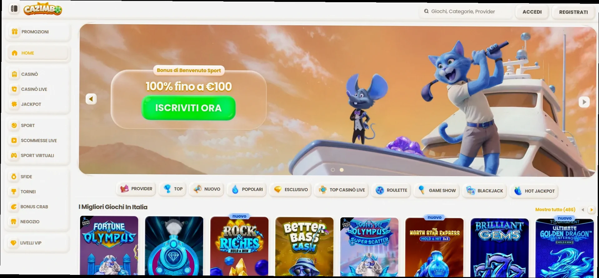 Cazimbo Casino 100% fino a 500€ più 200 giri gratuiti